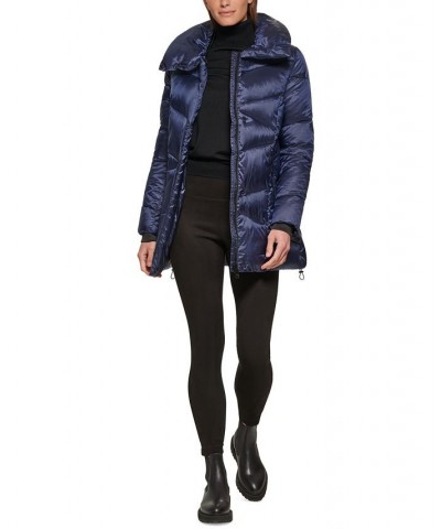 Women's Chevron Puffer Coat Blue $90.00 Coats