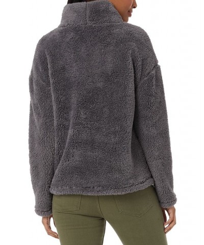 Women's Sherpa Mock-Neck Long-Sleeve Top Gray $13.28 Tops