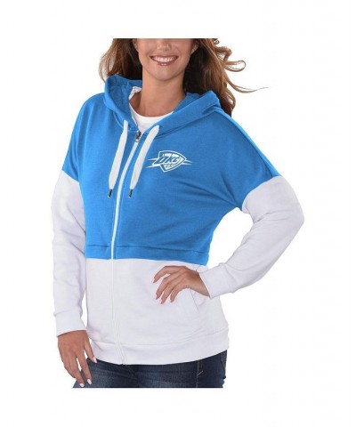 Women's Oklahoma City Thunder Game Changer French Terry Colorblock Full-Zip Hoodie Blue, White $31.71 Sweatshirts