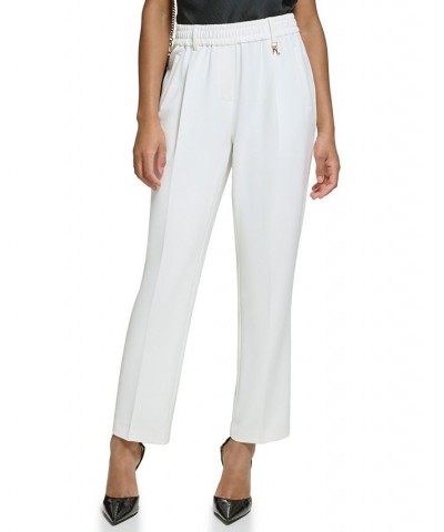 Women's Cinched-Waist Tailored Trouser Soft White $50.37 Pants