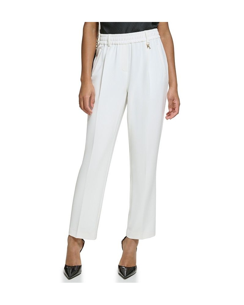 Women's Cinched-Waist Tailored Trouser Soft White $50.37 Pants