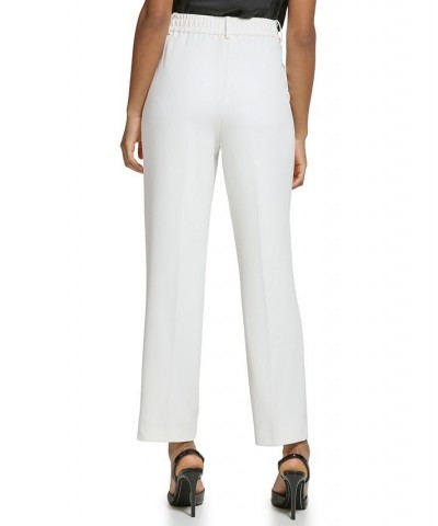 Women's Cinched-Waist Tailored Trouser Soft White $50.37 Pants