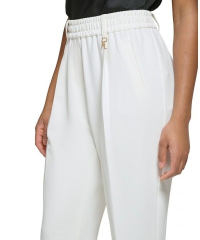 Women's Cinched-Waist Tailored Trouser Soft White $50.37 Pants