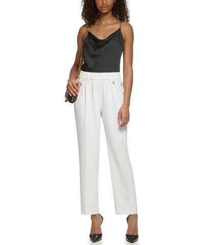 Women's Cinched-Waist Tailored Trouser Soft White $50.37 Pants