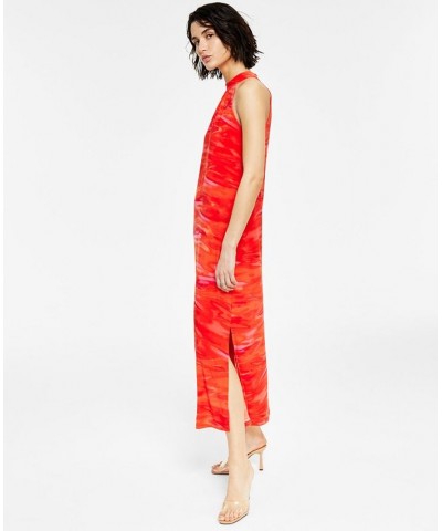 Women's Space-Dyed Mock-Neck Aurora Red Combo $40.33 Dresses