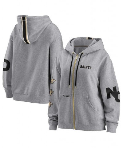 Women's Gray New Orleans Saints Full-Zip Hoodie Gray $31.20 Sweatshirts