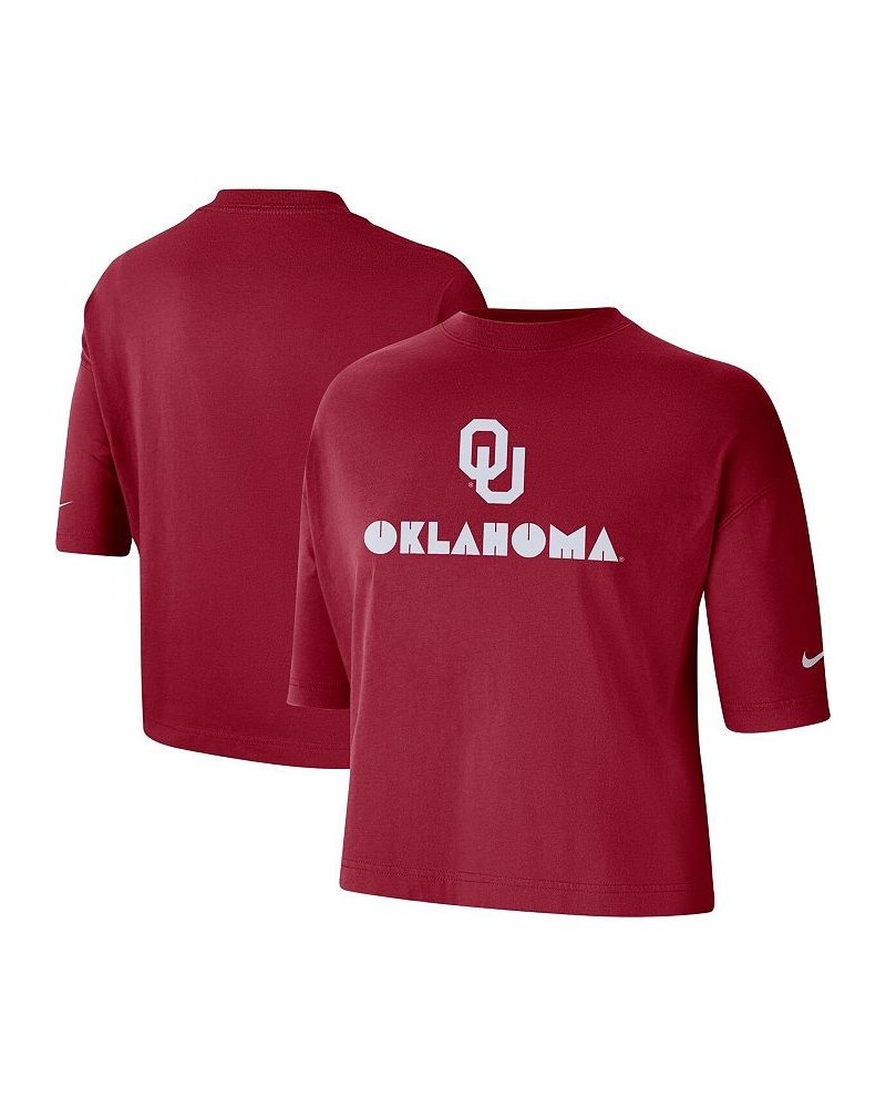 Women's Crimson Oklahoma Sooners Crop Performance T-shirt Crimson $22.50 Tops