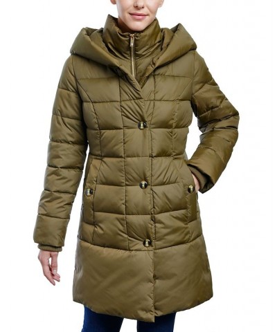 Women's Hooded Puffer Coat Green $74.80 Coats