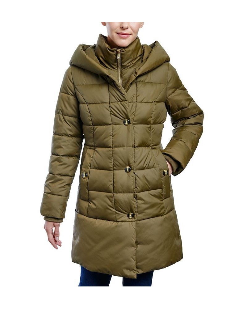 Women's Hooded Puffer Coat Green $74.80 Coats