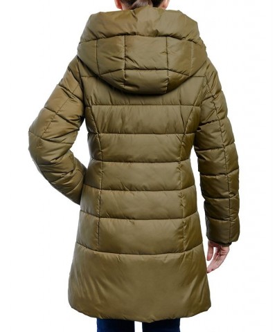 Women's Hooded Puffer Coat Green $74.80 Coats