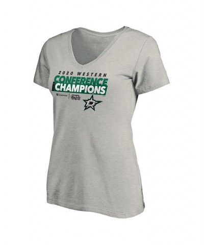 Women's Dallas Stars 2020 Western Conference Champions Locker Room Plus Size Taped Up V-Neck T-shirt Heather Gray $19.35 Tops