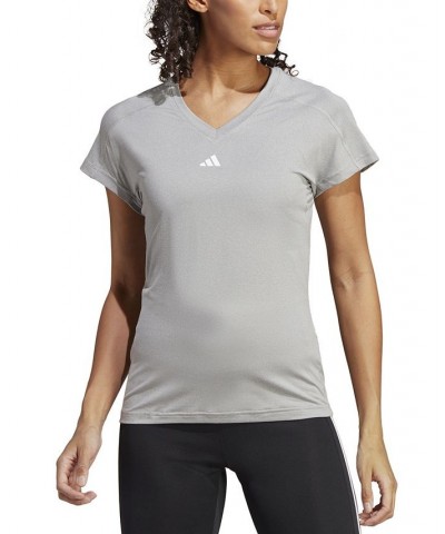 Women's Training Essentials Logo V-Neck T-shirt Gray $13.16 Tops