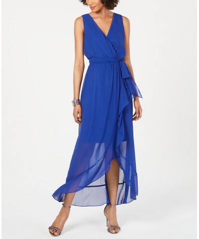 Surplice High-Low Maxi Dress Blue $34.88 Dresses