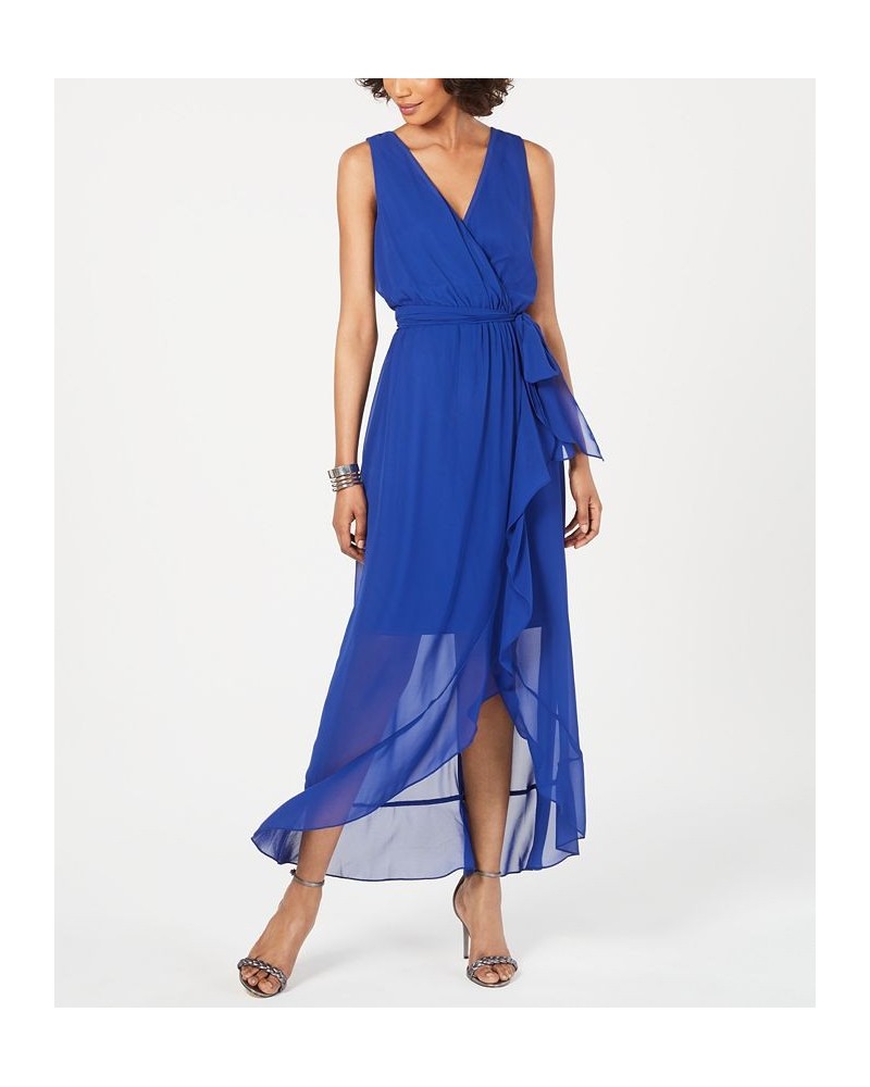 Surplice High-Low Maxi Dress Blue $34.88 Dresses