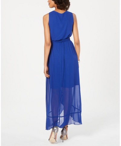 Surplice High-Low Maxi Dress Blue $34.88 Dresses