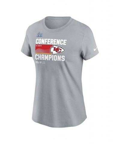 Women's Gray Kansas City Chiefs 2022 AFC Champions Trophy Collection T-shirt Gray $24.77 Tops