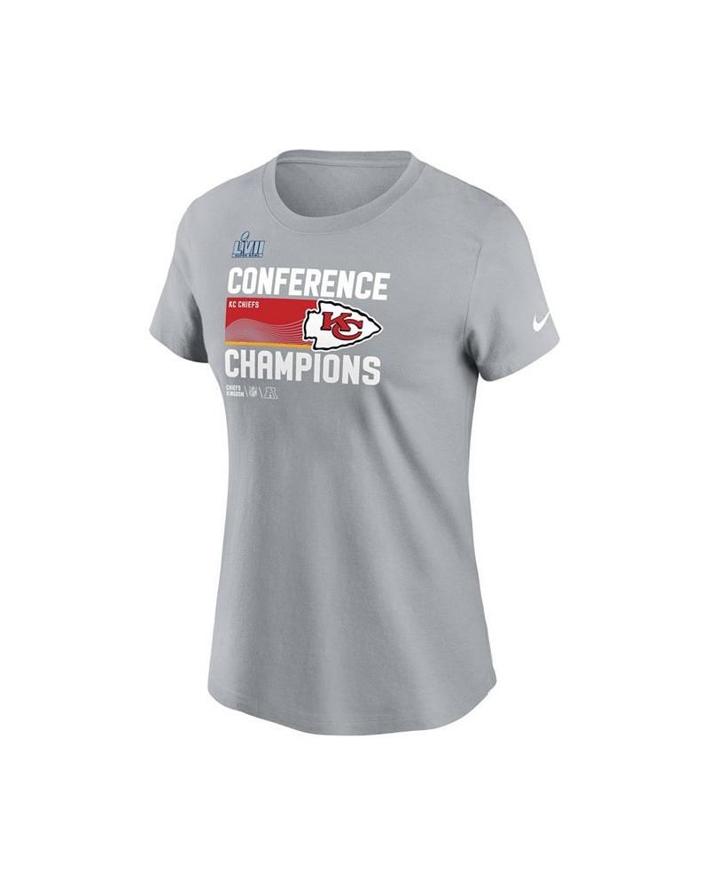 Women's Gray Kansas City Chiefs 2022 AFC Champions Trophy Collection T-shirt Gray $24.77 Tops