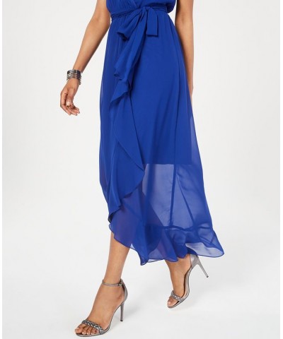 Surplice High-Low Maxi Dress Blue $34.88 Dresses