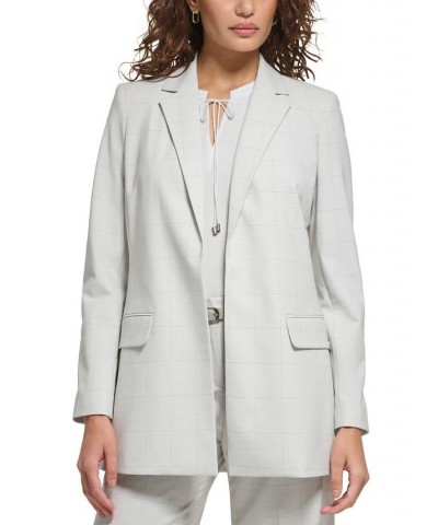 Petite Windowpane-Print Open-Front Blazer Galaxy Multi $62.65 Jackets