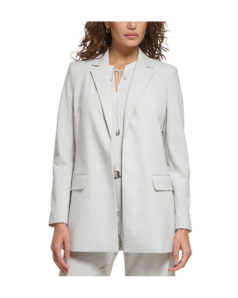 Petite Windowpane-Print Open-Front Blazer Galaxy Multi $62.65 Jackets