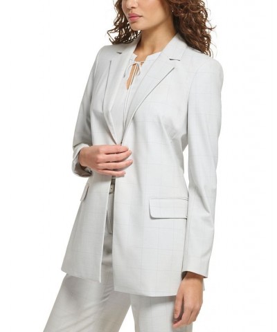 Petite Windowpane-Print Open-Front Blazer Galaxy Multi $62.65 Jackets