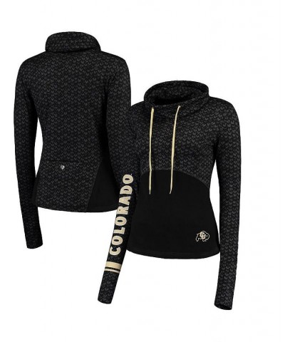 Women's Black Colorado Buffaloes Scaled Cowl Neck Pullover Hoodie Black $27.20 Sweatshirts