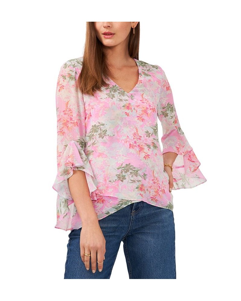 Women's Flutter Sleeve V-Neck Blouse Brook Green $25.36 Tops