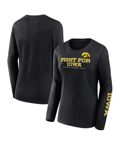 Women's Branded Black Iowa Hawkeyes Rally Cry 2-Hit T-shirt Black $25.64 Tops