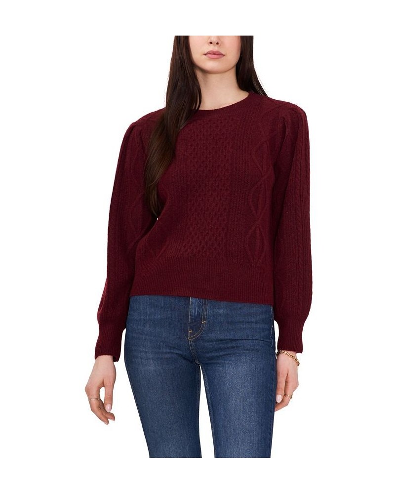 Women's Variegated Cables Crew Neck Sweater Windsor Wine $30.43 Sweaters