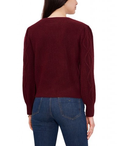 Women's Variegated Cables Crew Neck Sweater Windsor Wine $30.43 Sweaters