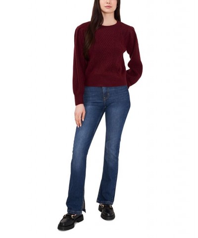 Women's Variegated Cables Crew Neck Sweater Windsor Wine $30.43 Sweaters