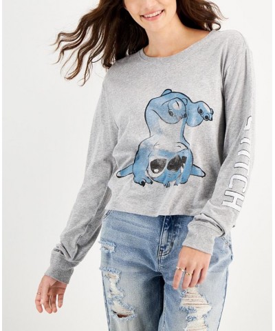 Juniors' Watercolor Stitch Long-Sleeve T-Shirt Heather Grey $13.24 Tops