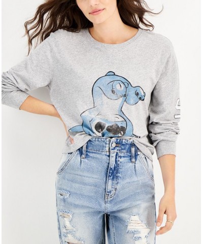 Juniors' Watercolor Stitch Long-Sleeve T-Shirt Heather Grey $13.24 Tops