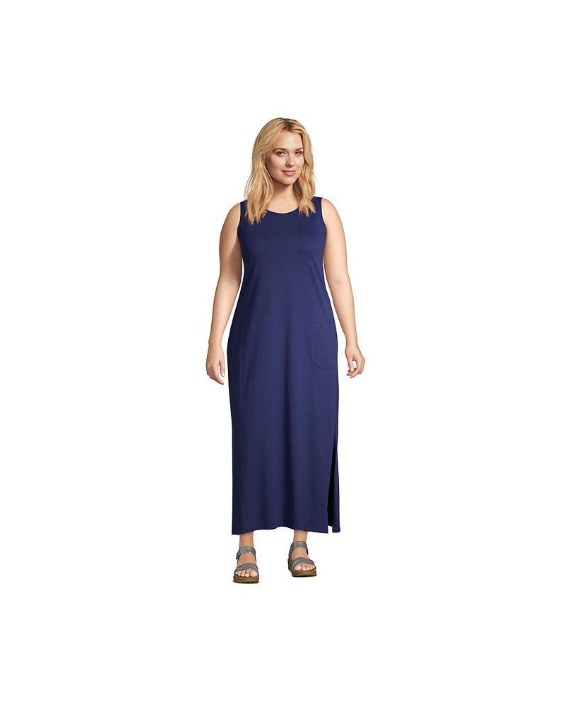 Women's Plus Size Cotton Jersey Sleeveless Swim Cover-up Maxi Dress Island aqua ombre $29.98 Swimsuits