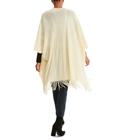 Women's Open-Weave Fringe-Trim Kimono Ivory $16.77 Sweaters