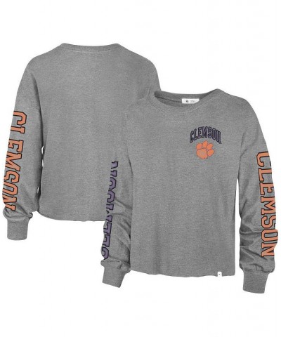 Women's '47 Heathered Gray Clemson Tigers Ultra Max Parkway Long Sleeve Cropped T-shirt Heathered Gray $30.24 Tops