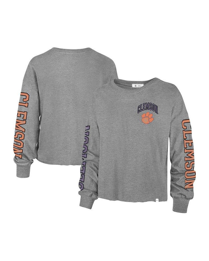 Women's '47 Heathered Gray Clemson Tigers Ultra Max Parkway Long Sleeve Cropped T-shirt Heathered Gray $30.24 Tops