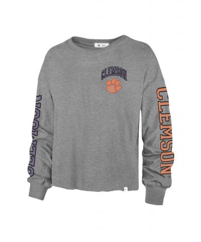 Women's '47 Heathered Gray Clemson Tigers Ultra Max Parkway Long Sleeve Cropped T-shirt Heathered Gray $30.24 Tops