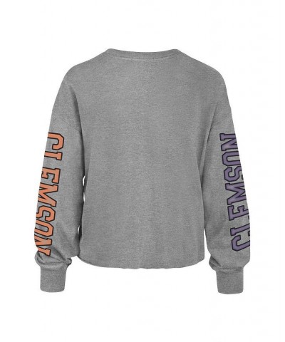 Women's '47 Heathered Gray Clemson Tigers Ultra Max Parkway Long Sleeve Cropped T-shirt Heathered Gray $30.24 Tops