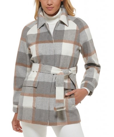 Women's Belted Shirt Jacket Multi $60.80 Coats