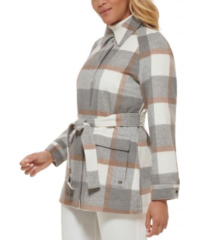 Women's Belted Shirt Jacket Multi $60.80 Coats