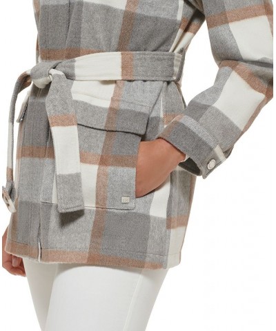 Women's Belted Shirt Jacket Multi $60.80 Coats