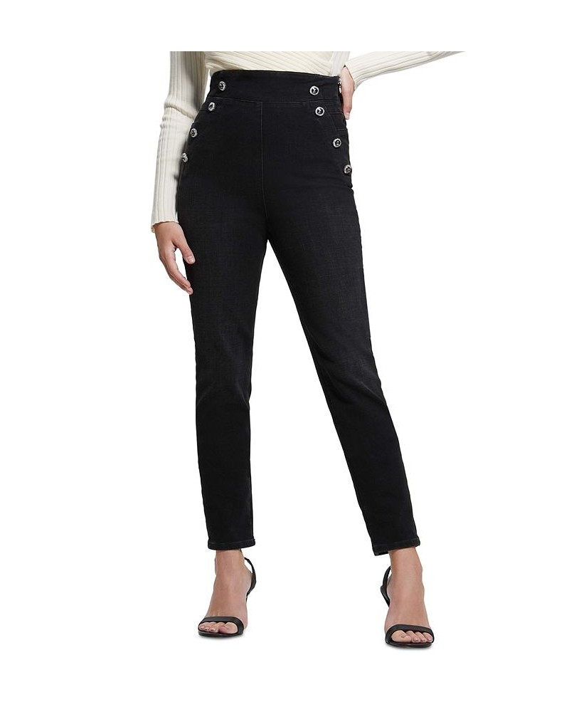 Women's Gwenny Sailor-Buttoned Skinny Jeans Be Stone $63.84 Jeans