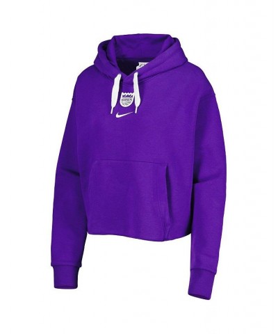 Women's Purple Sacramento Kings Courtside Cropped Pullover Hoodie Purple $45.04 Sweatshirts