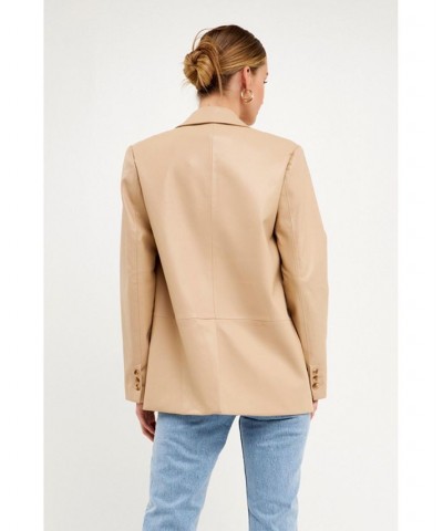 Women's Faux Leather Blazer Taupe $89.30 Jackets