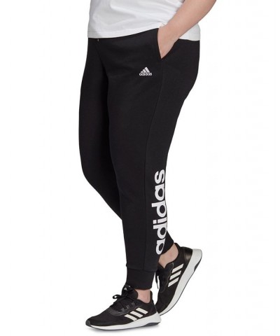 Plus Size Tapered Logo Jogger Pants Black $21.60 Pants