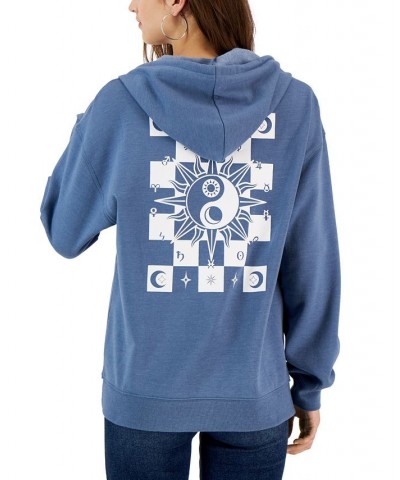 Rebellious Juniors' Yin Yang Check Graphic Hoodie Bluestone $14.58 Sweatshirts