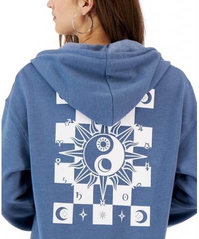 Rebellious Juniors' Yin Yang Check Graphic Hoodie Bluestone $14.58 Sweatshirts