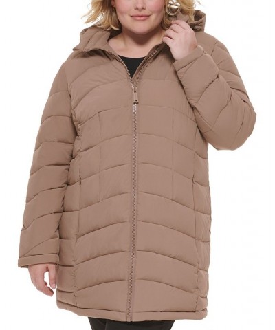 Plus Size Hooded Packable Puffer Coat Owl $49.60 Coats