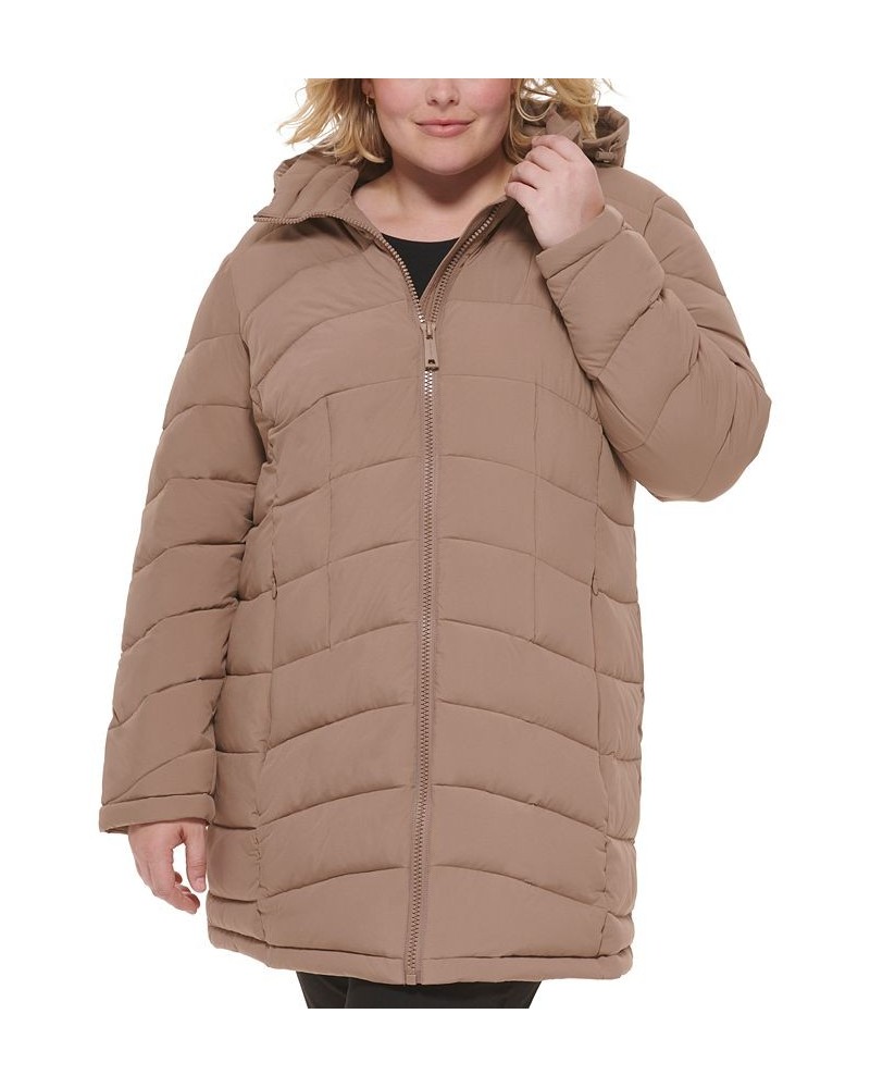 Plus Size Hooded Packable Puffer Coat Owl $49.60 Coats